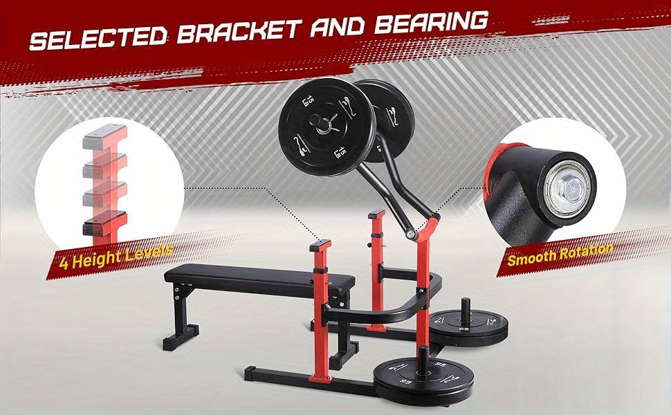 Heavy-Duty Adjustable Chest Press Machine with Bench - Home Gym Bench Press Rack w/ Independent Converging Arms, Smooth Bearing System & Flat Bench for Upper Body Strength Training (/) - Steel Weight Training Equipment Suitable for Home Gym