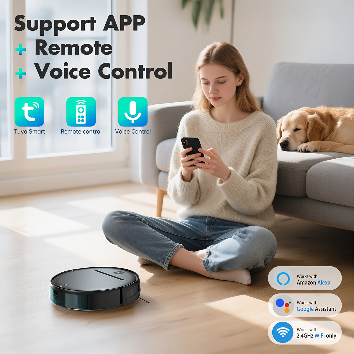 [Birthday Holiday Gifts] Omeser 5000Pa Suction And Drag Integrated Sweeper, Home Intelligent Cleaning Robot, With App/ Voice Control, Automatic Charging, Suitable For Hard Floor, Pet Hair, Carpet Wet/Dry, Fixed Time, Anti-Fall And Anti-Collision, Birthday