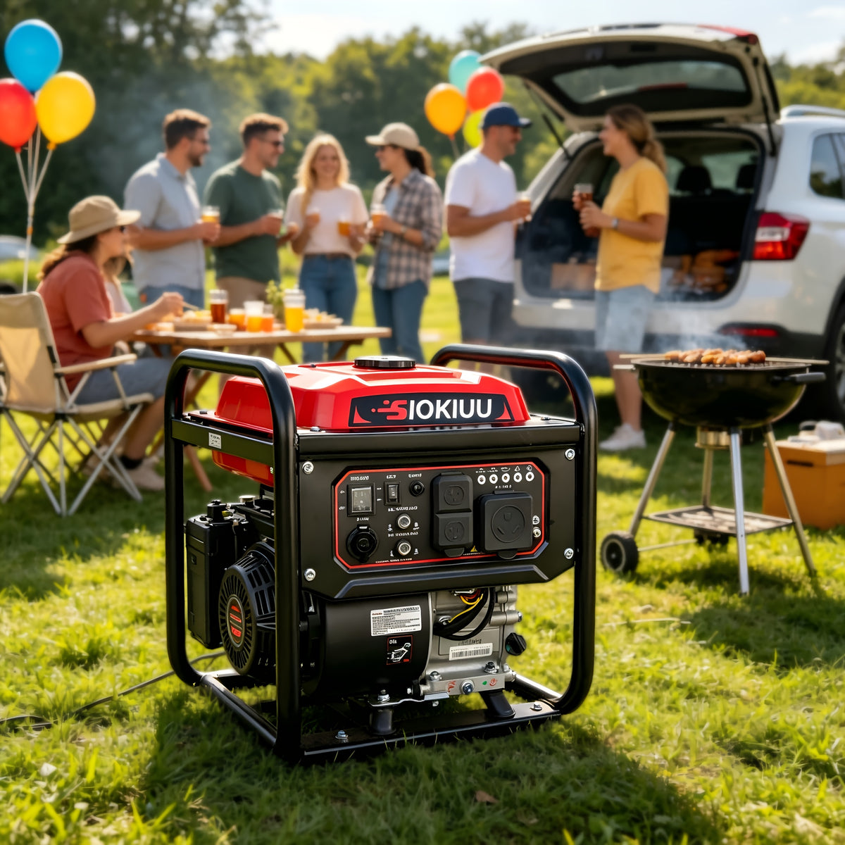 4000W Inverter Generator 208CC , 3200W Rated, Ultra Quiet, CO Alarm, 120V/60Hz 12V DC Output, Great For RV, Camping, Backyard, Outdoor Working & Home Backup Power, Without Battery