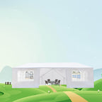 9X30' Outdoor Party Tent with 8 Removable Side Walls, Waterproof Canopy, Patio Wedding Pavilion, White, Suitable for Wedding, Gathering, Party, BBQ, Camping, Patio, Birthday Party, Graduation Ceremony