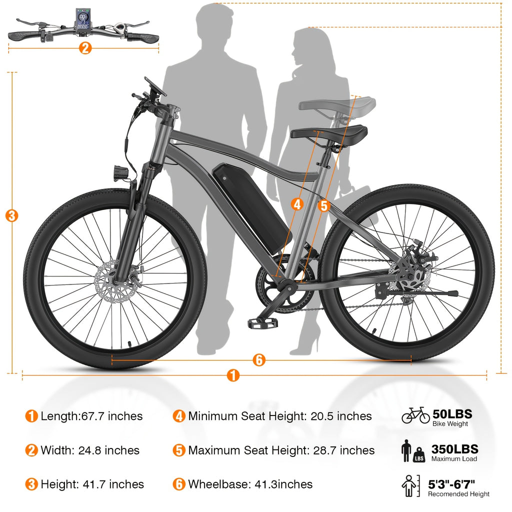 Road Electric Bike 720W Motor Top Speed 20-25MPH 375WH Battery 50 Miles Of Battery Life Suitable for Urban Commuting And Mountain Cross-country for Adults And Teenagers An Ideal Gift for Cycling Enthusiast