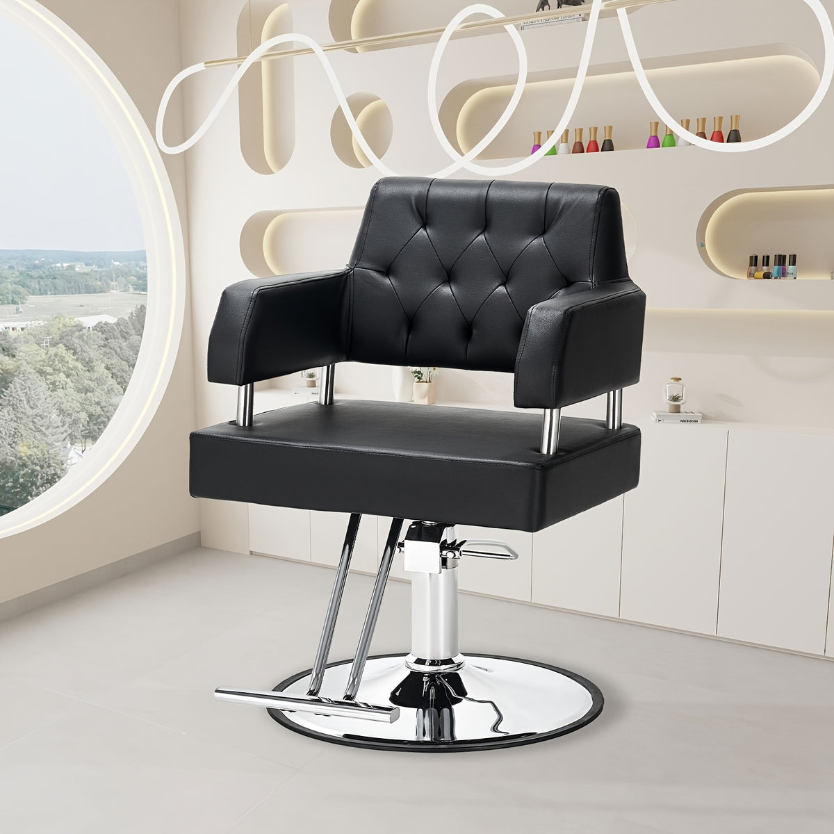 Barber Chair Salon Chair for Hair Stylist with Hydraulic Pump Adjustable Height 360 Degrees Swivel Hair Chair Spa Beauty Equipment Portable Salon Chair