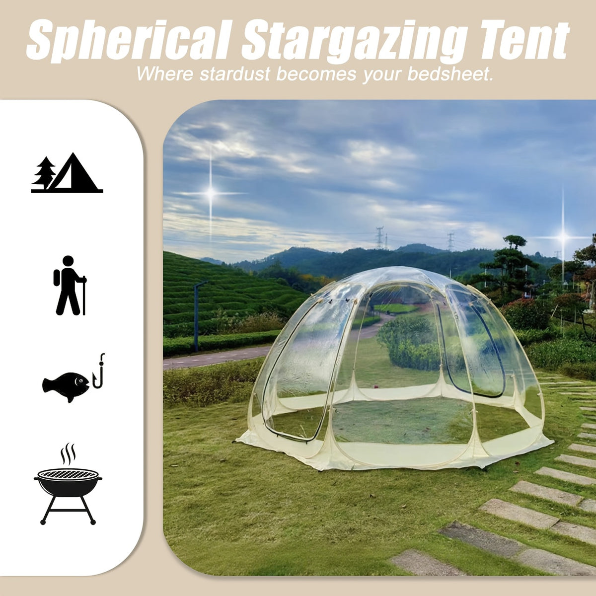 Transparent Party Tent with Frame - Large Clear Bubble Dome for Patio Sunroom