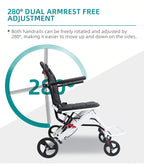 Foldable Hand-Operated Wheelchair, Lightweight Foldable Transportation Large-Sized Wheelchair, Lightweight Foldable Adult Wheelchair, Portable Adult Baby Stroller, Suitable for People, Older Adults, And Adult Travel Use