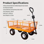 AAIN 1000 Lbs Metal Garden Cart, Heavy Duty Garden Wagon with Removable Steel Mesh Sides, Utility Yard Carts with 180° Rotating Handle with 10 Inch Wheels, 4cu.ft Load Capacity Outdoor Wagons