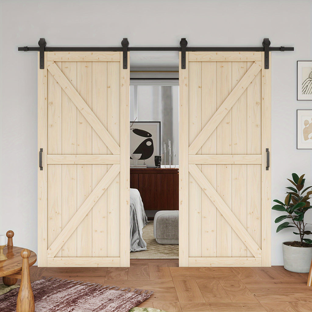 Pine Barn Door, Sliding Door for Living Room, Bedroom, Kitchen - Includes All Hardware Kit, Easy Assembly with Pre-Drilled Holes, DIY Paintable