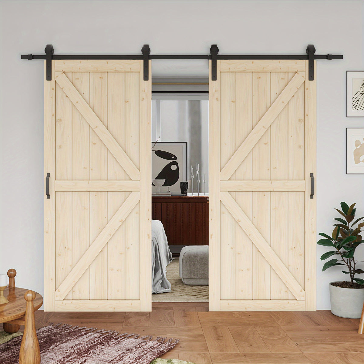 Pine Barn Door, Sliding Door for Living Room, Bedroom, Kitchen - Includes All Hardware Kit, Easy Assembly with Pre-Drilled Holes, DIY Paintable