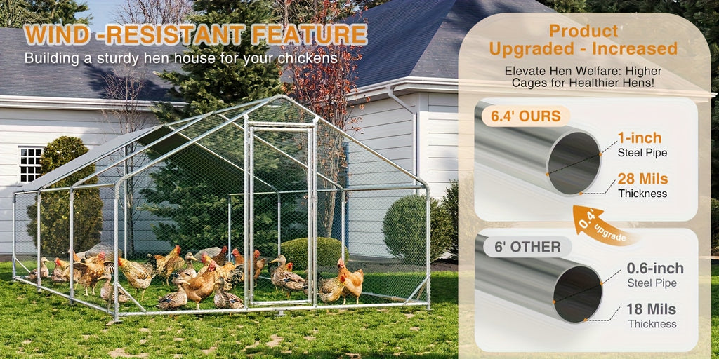 Nordivale Large Metal Chicken Coop with Winter Wrap Cover - 10x6.7x6.4ft/20x10x6.4ft Walk-in Chicken Run for Hens/Ducks/Rabbits, All-Weather Poultry Pen with Lock for Outdoor and Backyard, Farm, Duck Rabbit Cage Poultry Pen