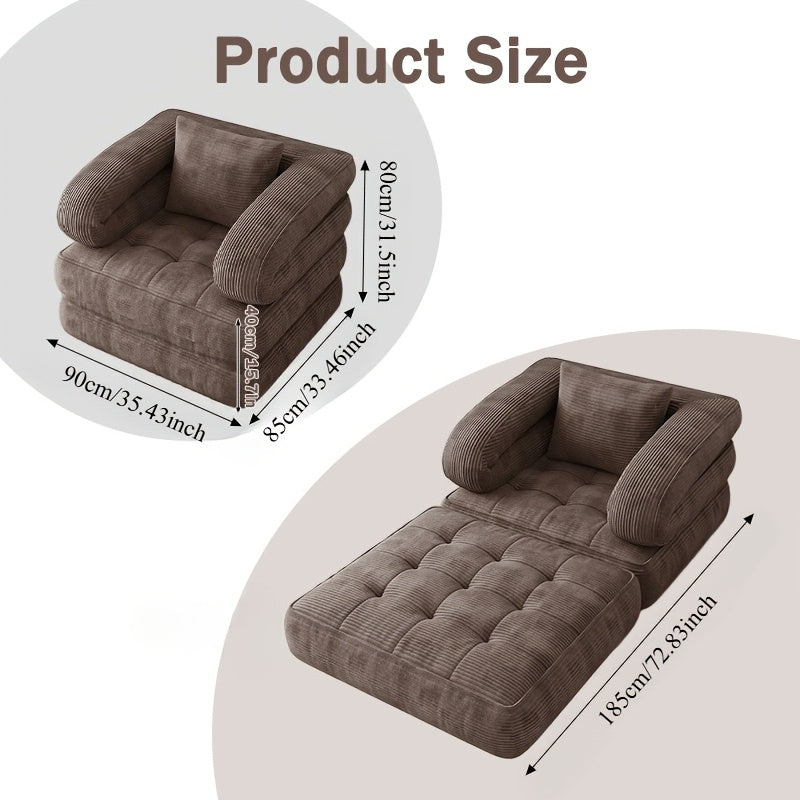 Multi-functional Convertible Sofa Bed—No Assembly Required, High-density Sponge, Soft and Skin-friendly Fabric | Suitable for Small Spaces, Bedrooms, Apartments, RVs as a Multi-position Sofa, Movie Sofa, Lazy Sofa, Office Sofa, Lounger, or Leisure