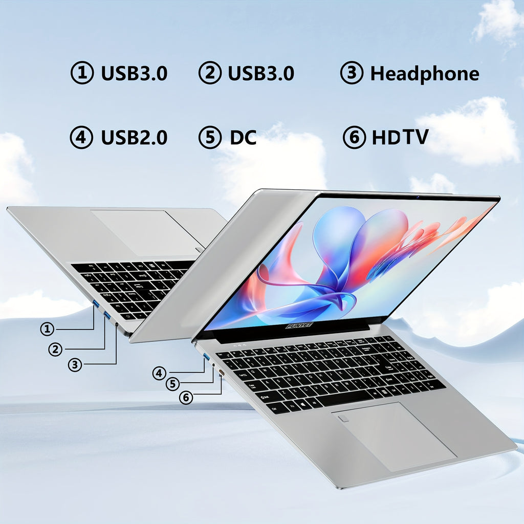FUNYET 16 Inch Laptop Computer, Gaming Laptop, Intel 12th Gen N95 Processor(up to 3.4GHz), FHD 1920 * 1200, 180 Angle Opening, Fingerprint Unlock, Backlit Keyboard