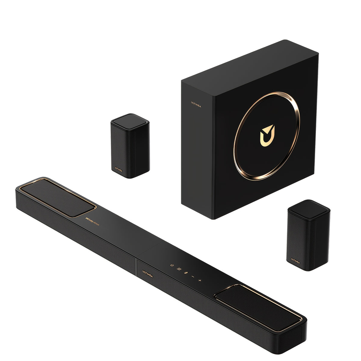 ULTIMEA 5.1.2Ch Sound Bar with Atmos, Surround Sound System for TV with 2 Surround Speakers, Sound Bar for Smart TV, Soundbar for Home Theater, Wireless 5.4, EARC, Skywave F40 (2025 Model)