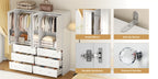 31.5" /47.3"/63" Wardrobe Armoire Closet with Mirror & Hanging Rod, Large Drawers & 2/3/4 Doors