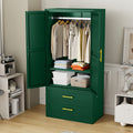 Mxa 71.39 "H metal storage cabinet with armrests, 2 drawers, adjustable shelves, clothesline, and home wardrobe