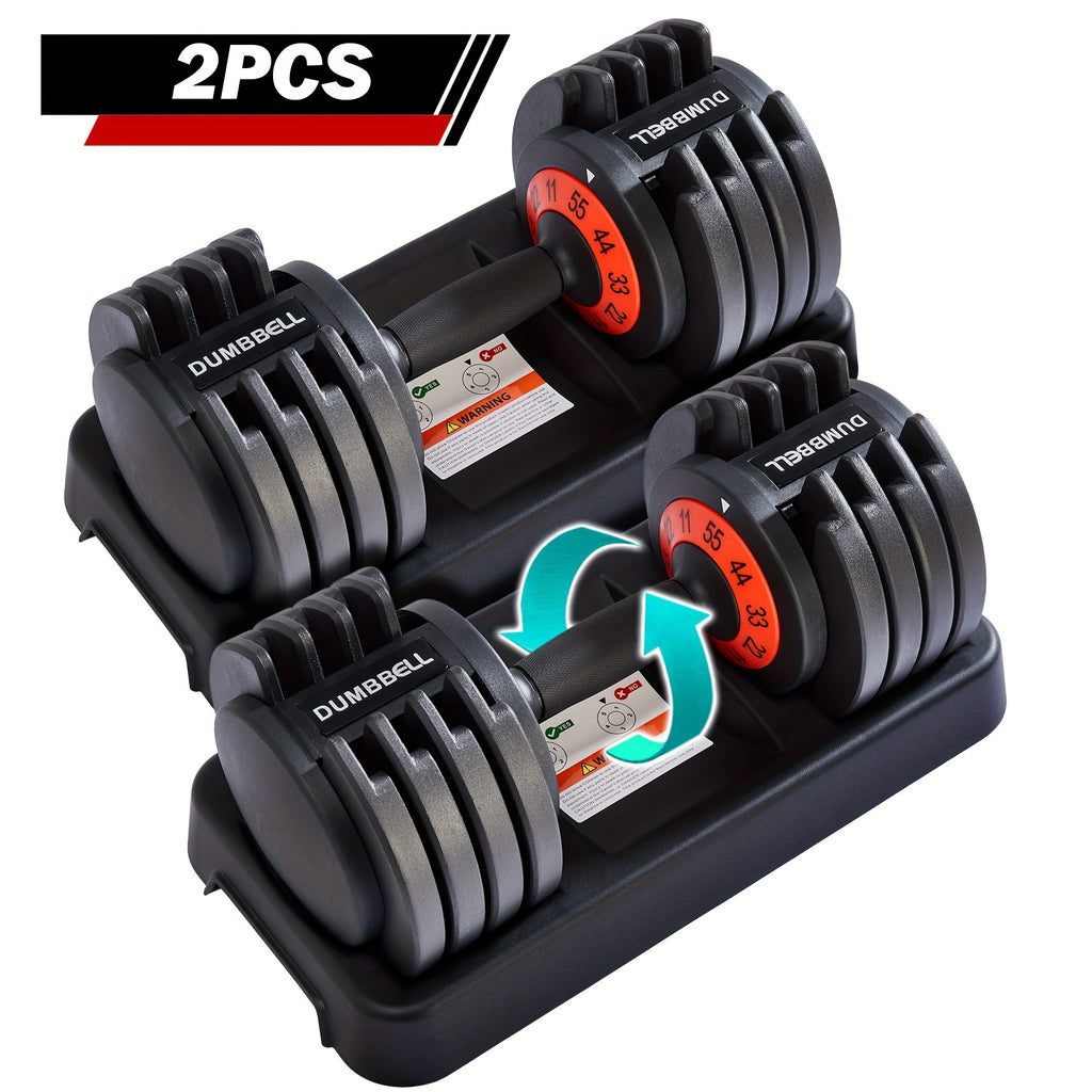 Set of Adjustable Dumbbells Weighing Up to 55 Pounds, Featuring Weights of 11, 22, 33, 44, And 55 Pounds. This Compact 5-In-1 Dumbbell Set Allows for Quick Adjustments, Making It Ideal for Full-Body Workouts And Home Fitness Routines