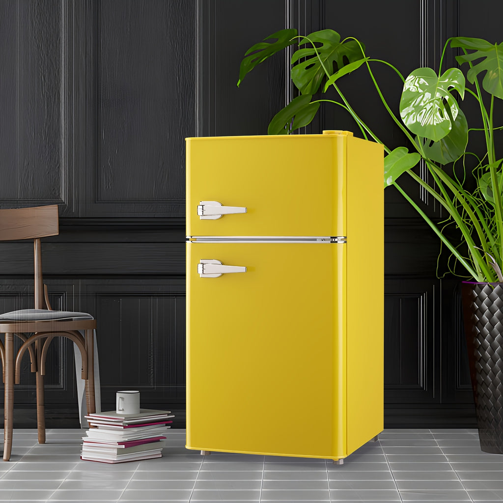 WANAI 3.6 Cu.Ft Mini Fridge with Freezer, 7 Adjustable Thermostat, Low Noise Small Refrigerator, Single Door Compact Refrigerator for Dorm, Office, Bedroom