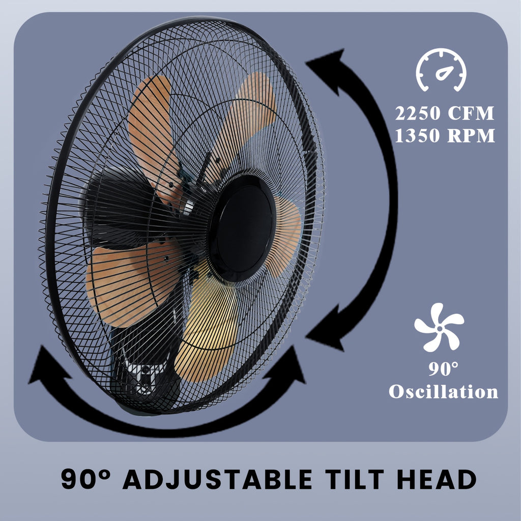 [Wall Mount Fan] 2pcs Wall Mount Fan - 20 Inch Oscillating, 3-Speed High Velocity, Max. 7000 CFM, Industrial Wall Fan for Indoor, Commercial, Residential, Warehouse, Greenhouse, Workshop, Basement, Garage, Black