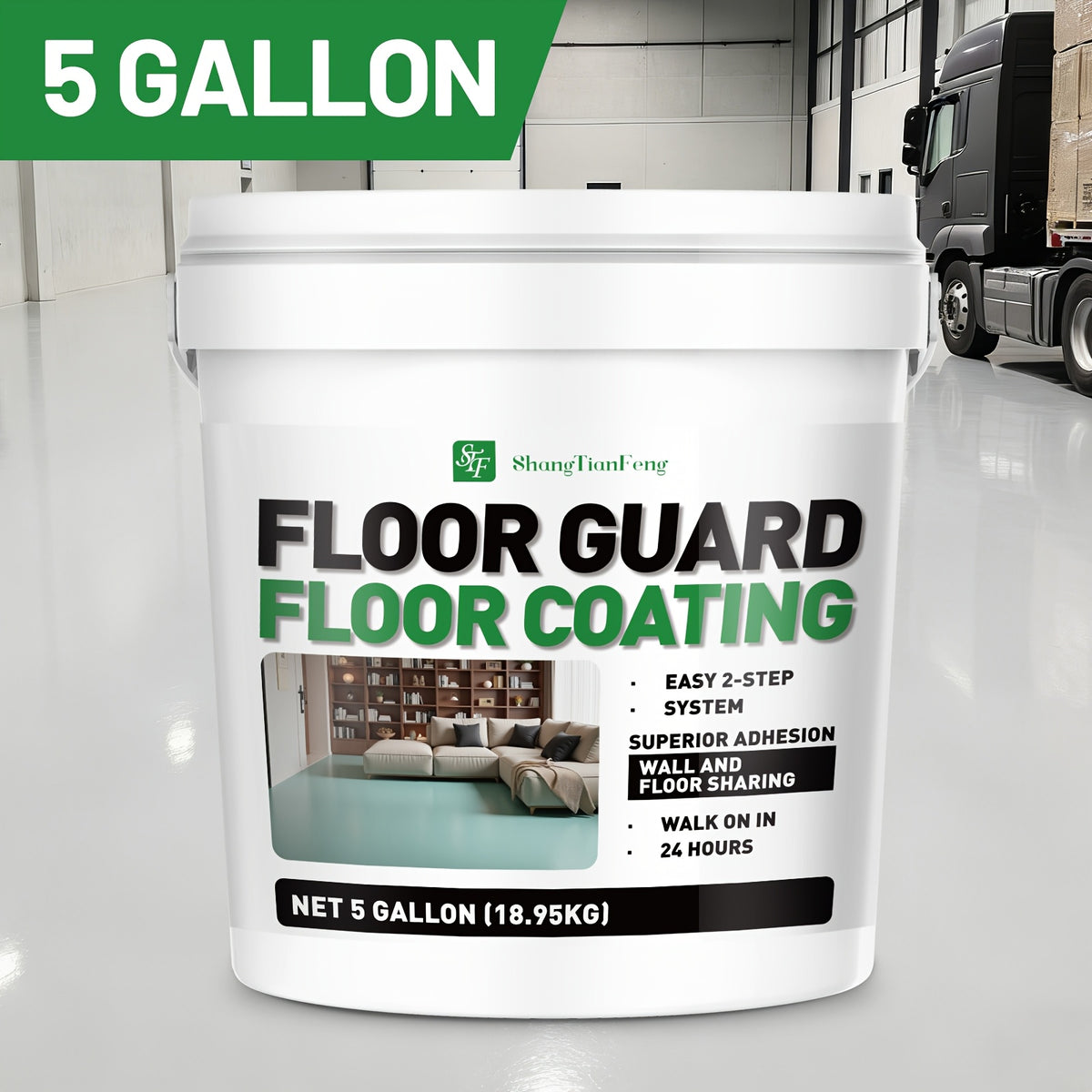 [Epoxy Floor Paint] Epoxy Floor Paint, 5 Gallon For Garage Paint, Waterproof Coating Floor Paint For Garages Basements, Single Component, Scratch Resistant, Ready To Use For Garage Paint, InteriorExterior Concrete Floor Paint For Porches, Interior Walls