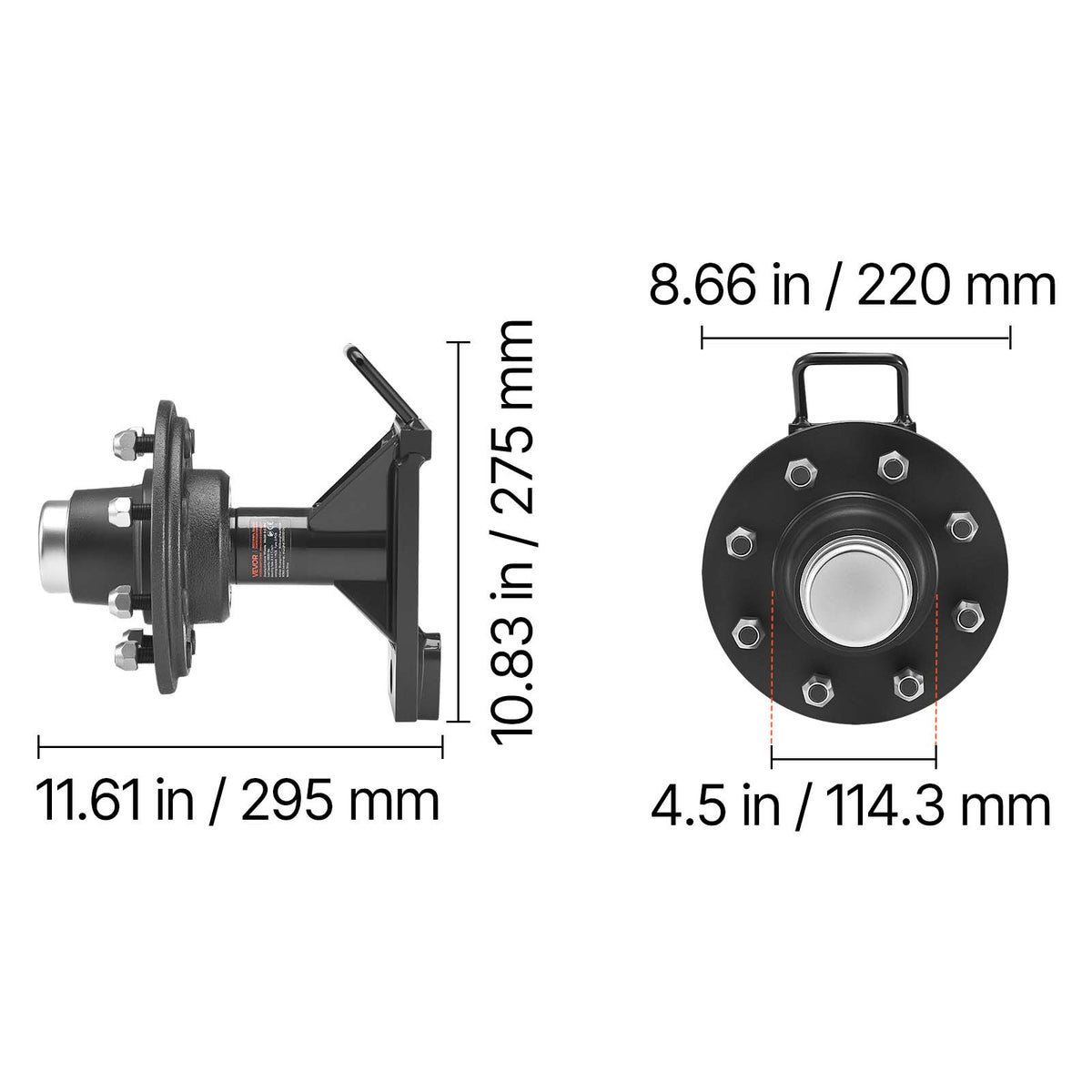 VEVOR Shipping Container Wheels 6-Lug / 8-Lug Wheels Kit, Heavy Duty Shipping Container Axle with Ratchet Tie Down-Moves 20 ft - 40 ft, Secure Transport for Dock, Warehouse, Construction Site, Black