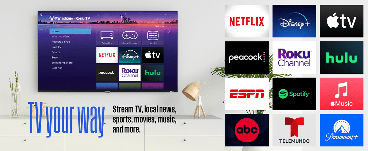 Westinghouse 32 inch HD Smart Roku TV Dolby Audio Voice control