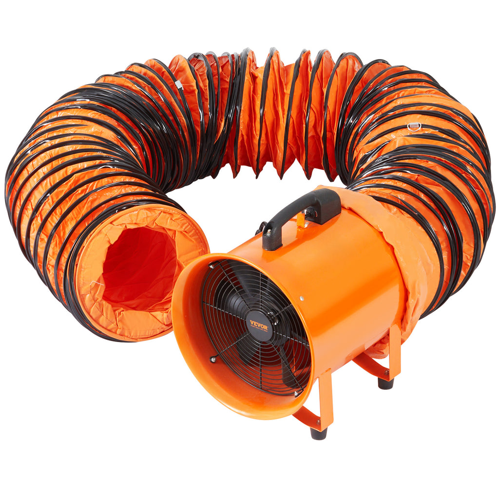 VEVOR Portable Ventilator, 12 inch Heavy Duty Cylinder Fan with 33ft Duct Hose, 560W Strong Shop Exhaust Blower 2894CFM, Industrial Utility Blower for Sucking Dust, Smoke, Smoke Home/Workplace