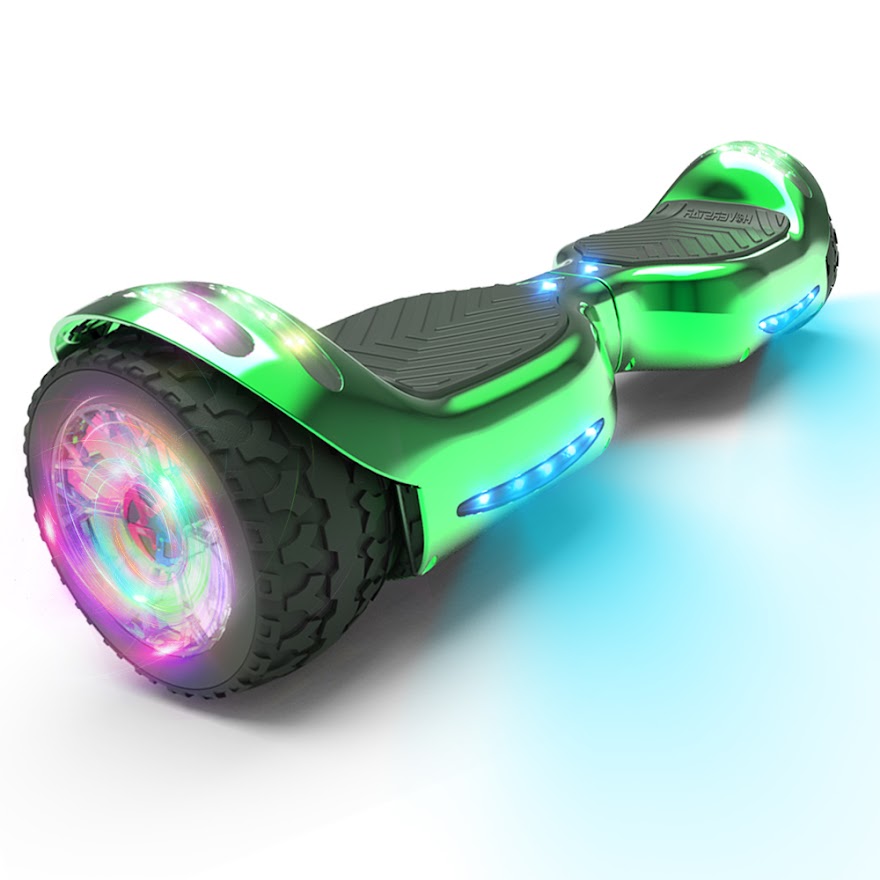 6.5-Inch Hoverboard with 10-Mile Range and 7 MPH Top Speed, Self-Balancing Electric Scooter with Dual Motors, Portable Design and Smooth Riding Performance. The compact 6.5-inch wheels provide responsive handling and easy control, while the rechargeable b