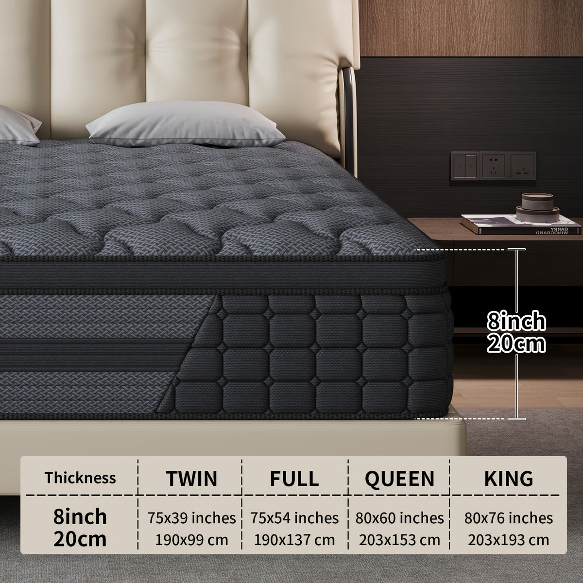 Luxury Mattress 8" 10" 12" 14" Twin Full Queen King Size Gel Memory Foam Pocket Spring Hydird Mattress in A Box Medium Firm