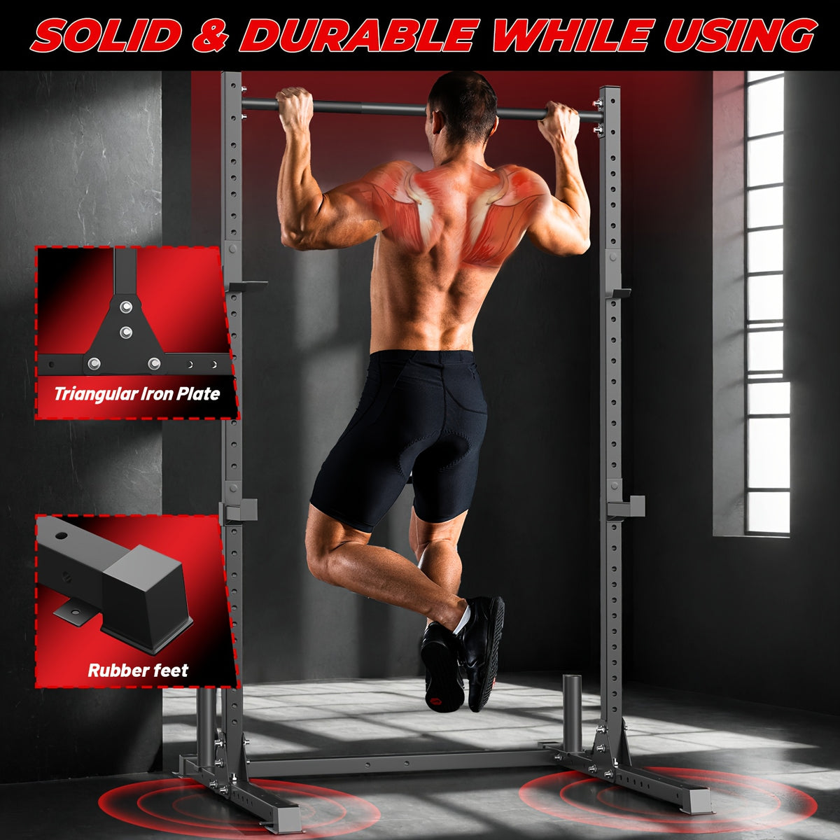 Power Rack for Home Squats and Bench Presses — 800 lb Capacity, Pull-Up Bar and Plate Storage