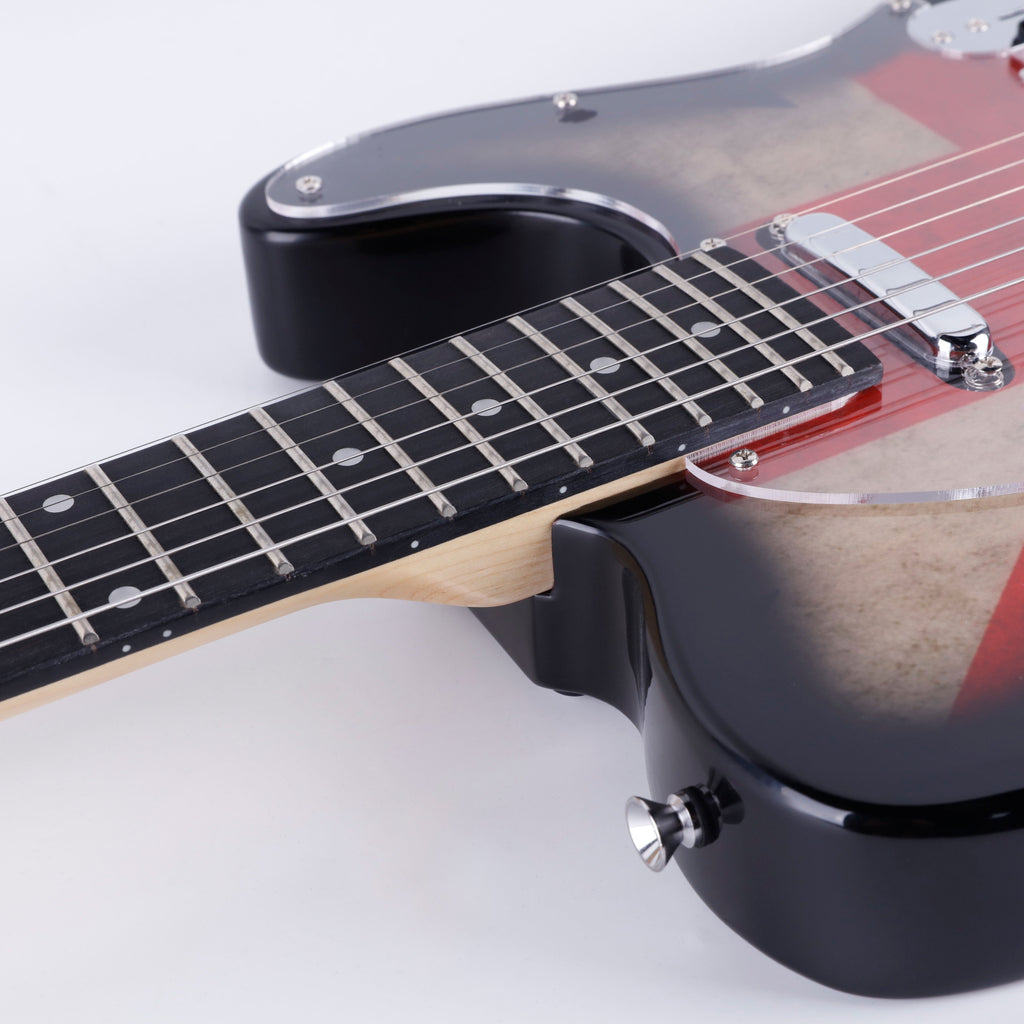 [Electric Guitar] Leo Jaymz DTL Style Electric Guitar with Flag Sticker - High Gloss Mahogany Body And Hard Maple Neck - High Transparency Acrylic Pickguard