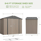 GUNJI 10 X10ft & 8 X 6ft 6 X 4ft & 5 X 3ft Storage Shed with Floor Frame, Metal Tools Shed with Design Of Lockable Doors, Utility And Tool Holder for Garden, Workshop, Backyard, Can Hold Various Tools