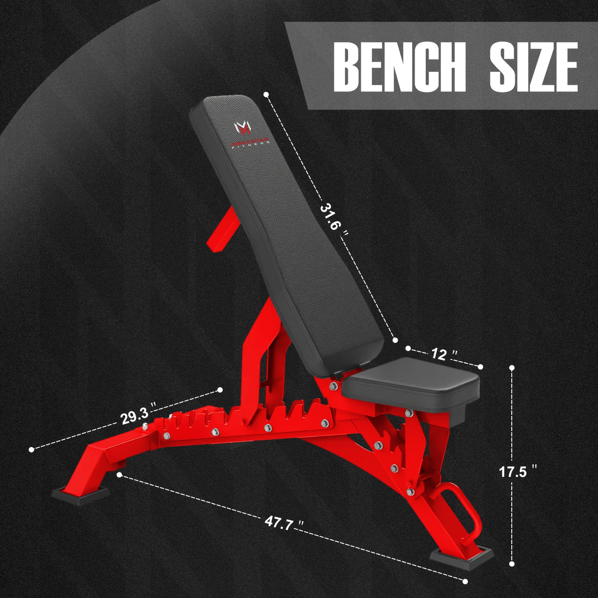 Adjustable Weight Bench, Heavy Duty Workout Bench for Home And Garage Gym, Multi-Position Backrest And Seat Strength Training Bench, 1300lbs Capacity, Red