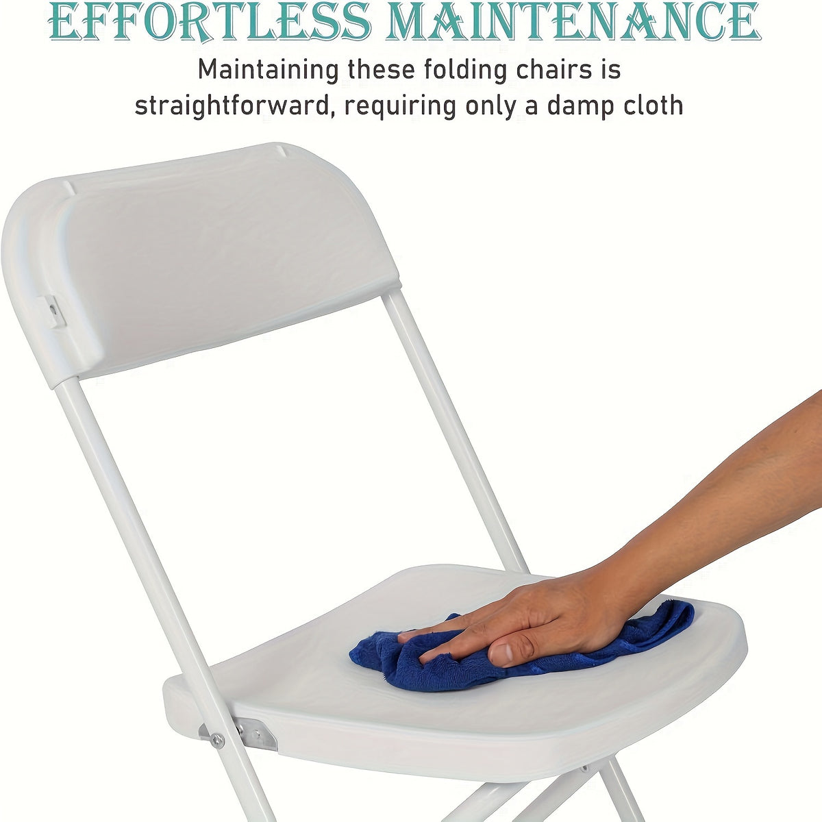 10-Pack White Plastic Folding Chairs, Steel Frame 500LB High Capacity Event Chair Commercial Chairs, Lightweight Portable Plastic Chair for Parties And Weddings, Stackable Commercial Event Seats