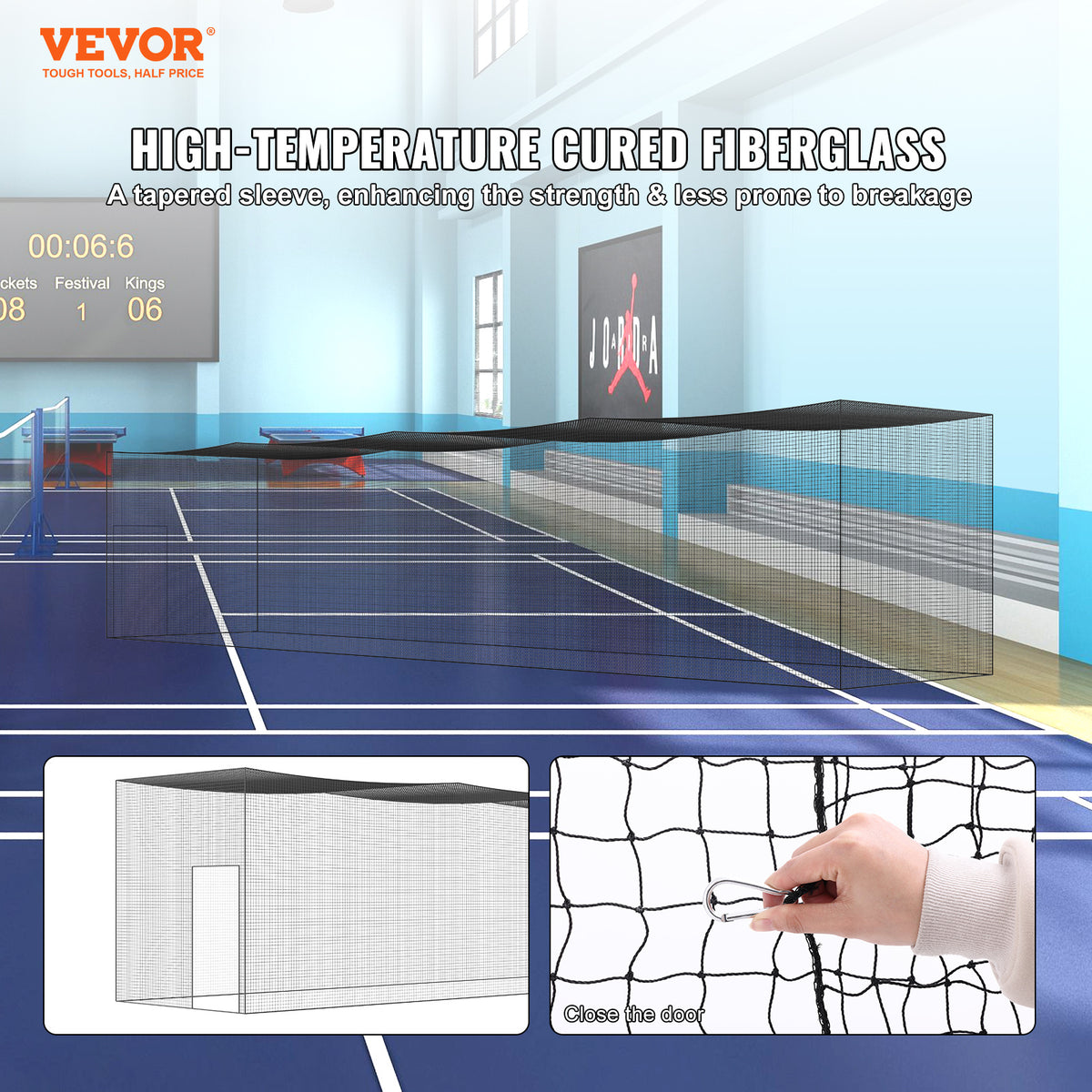 VEVOR Baseball Batting Netting, Professional Softball Baseball Batting Hitting Training Net, Practice Portable Pitching Cage Net with Door & Carry Bag, Heavy Duty Enclosed PE Netting, 35/55/70FT (NET ONLY)
