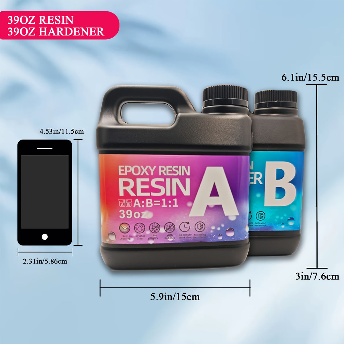 16 Sets Full-Case Bulk Epoxy Resin AB Glue - Professional-Grade Casting Kit - Yellowing-Resistant, High Transparency, Bubble-Free | Ideal for Coating, Casting, Resin Art, Jewelry Making, Tabletops & Solid Wood Side Tables, Includes 1248oz/624oz