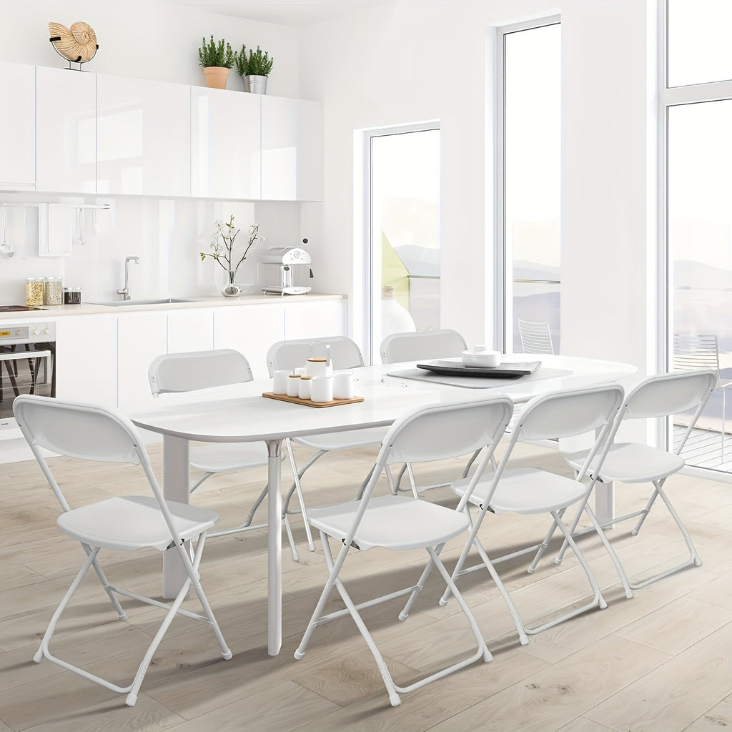 10-Pack White Plastic Folding Chairs, Steel Frame 500LB High Capacity Event Chair Commercial Chairs, Lightweight Portable Plastic Chair for Parties And Weddings, Stackable Commercial Event Seats