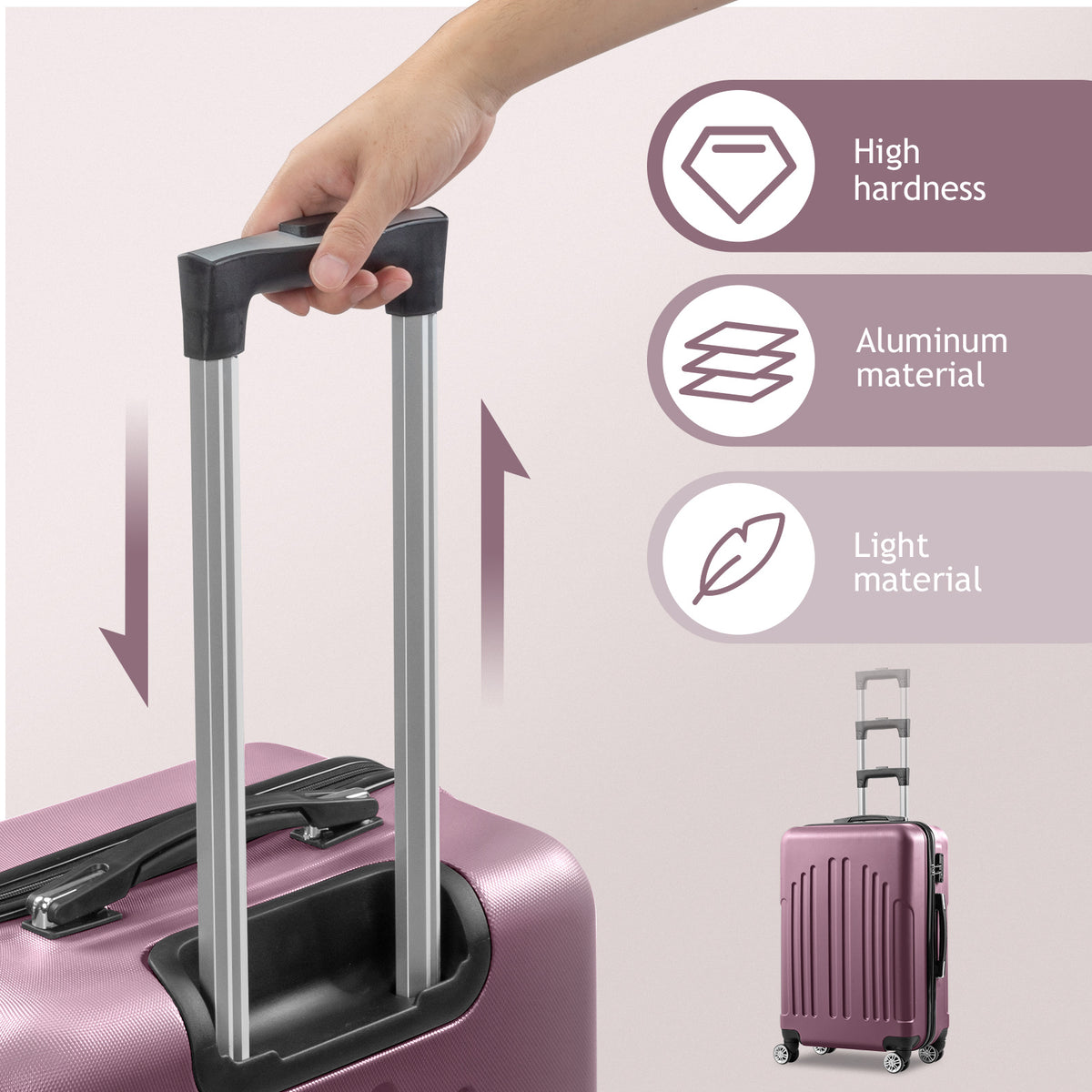 Nested Hardside Luggage Set in Purple, 4 Piece - TSA Compliant