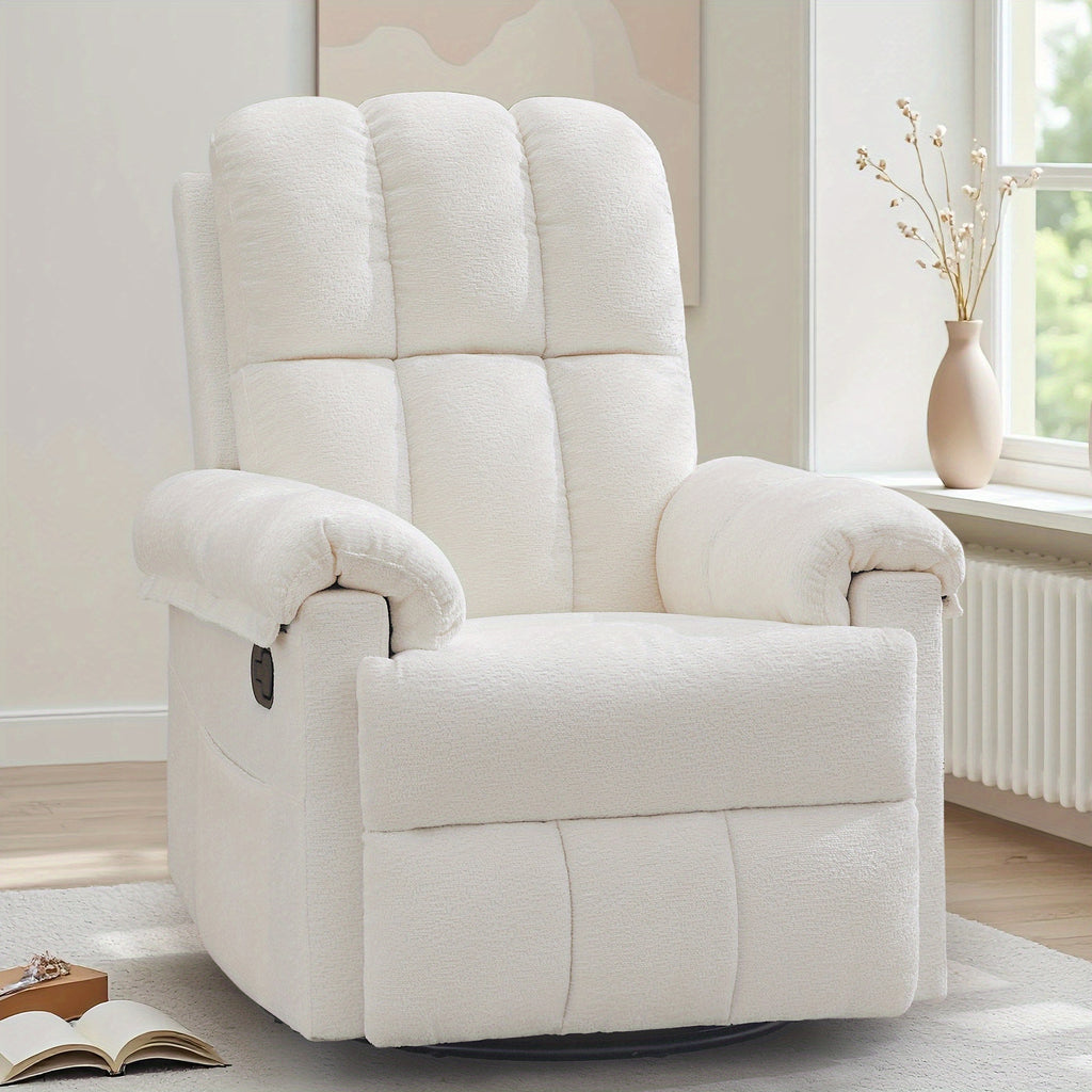 A Solitary Chair for The Living Area, a Reclining Chair That Swivels, a Rocking Recliner for Grown-Ups, Compact Recliners Suitable for Limited Spaces, a Manual Upholstered Recliner Featuring Side Pockets