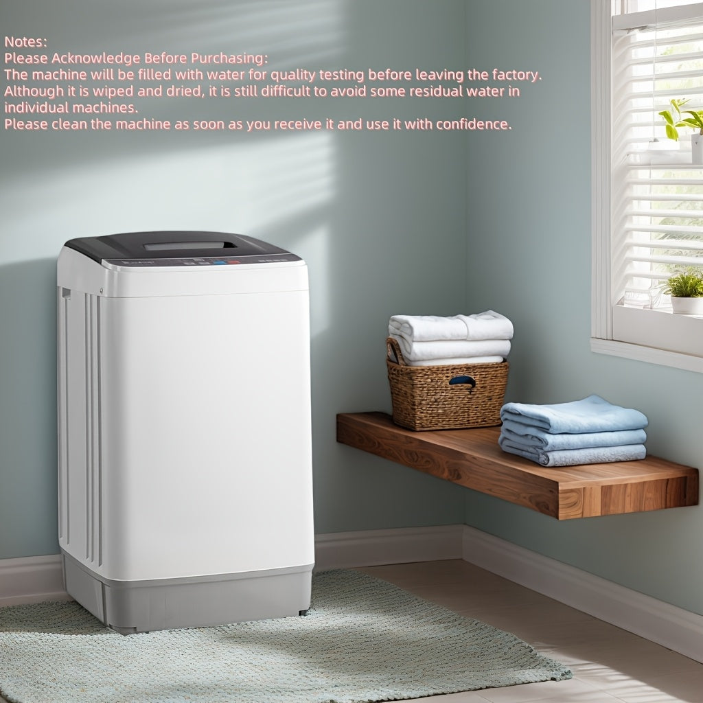 Full Automatic Portable Washer with Spin Dry Cycle, 15.6/17.6/17.8/25/30 Lbs Top Load Washing Machine And Dryer Combo with Drain Pump | 10 Programs, 8 Water Levels | for Apartment, RV, Dorm