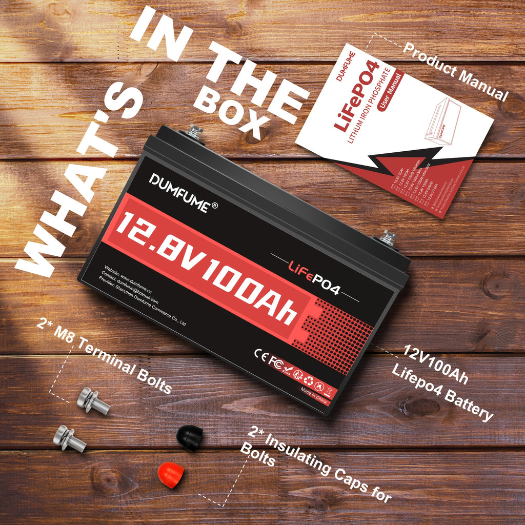 12V 100Ah LiFePO4 Lithium Battery, with Built-in BMS, High Cycle Performance, And A Maximum Energy Capacity Of 1280Wh, Is Suitable for RVs, Trucks, And Off-grid Systems. It Is A Must-have Power Source for Home And Travel