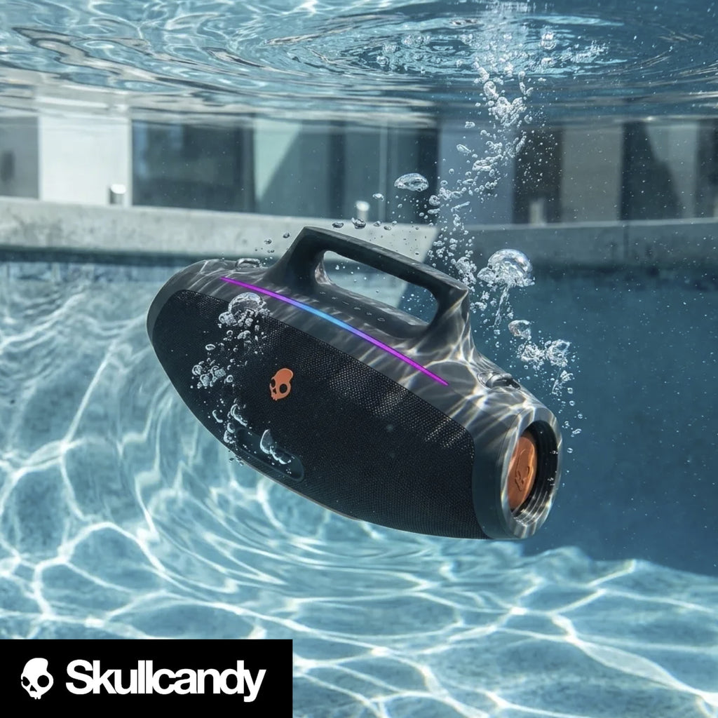 Skullcandy Barrel Bluetooth Boombox Speaker with LED Lightshow Mode – Water-Resistant Wireless Portable Speaker, Party Speaker, Outdoor Speaker, with USB-C & USB-A Charging Output, Carry Strap Not Included (Black) (80% New)