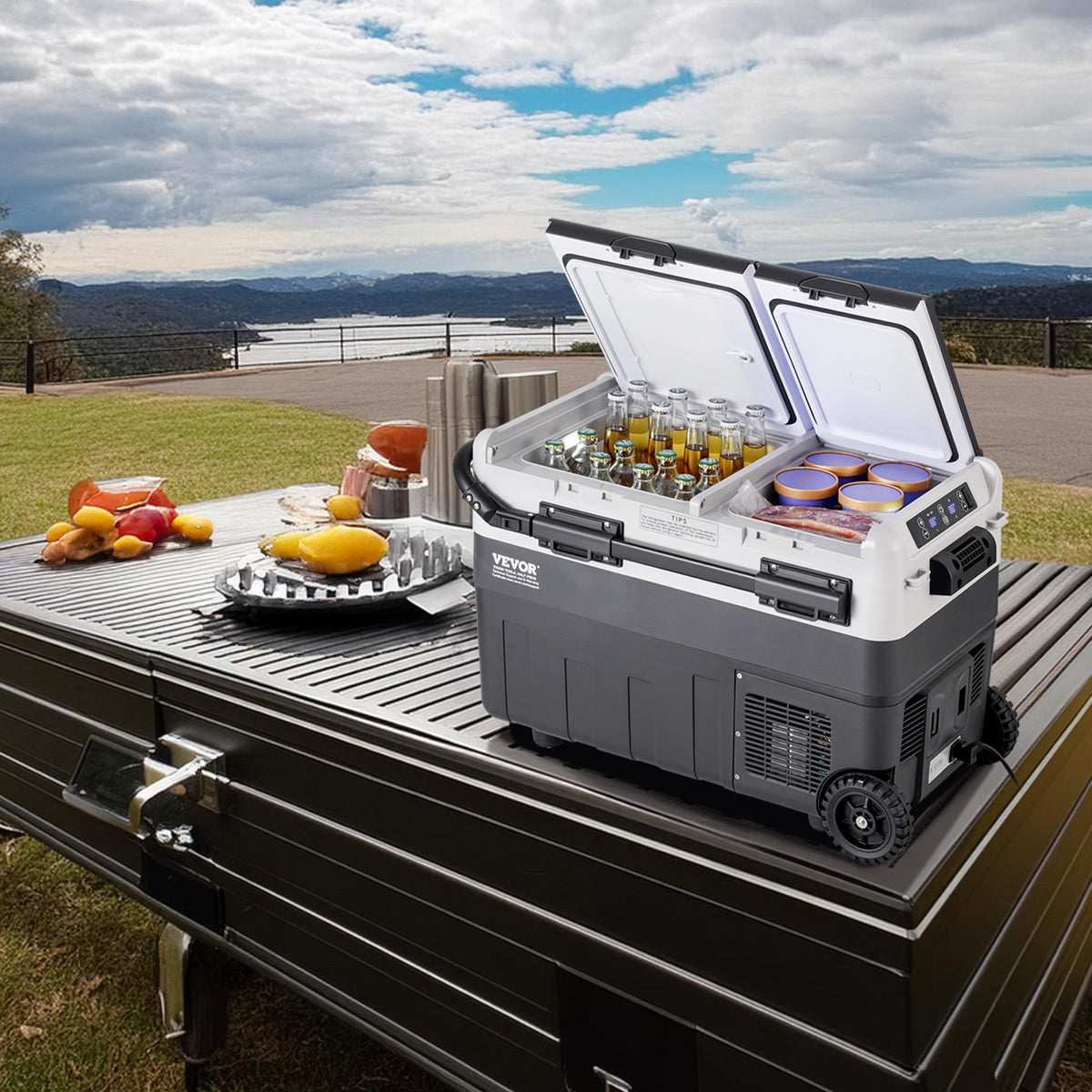 VEVOR Portable Car Refrigerator Freezer Compressor 50 L Dual Zone for Home Car