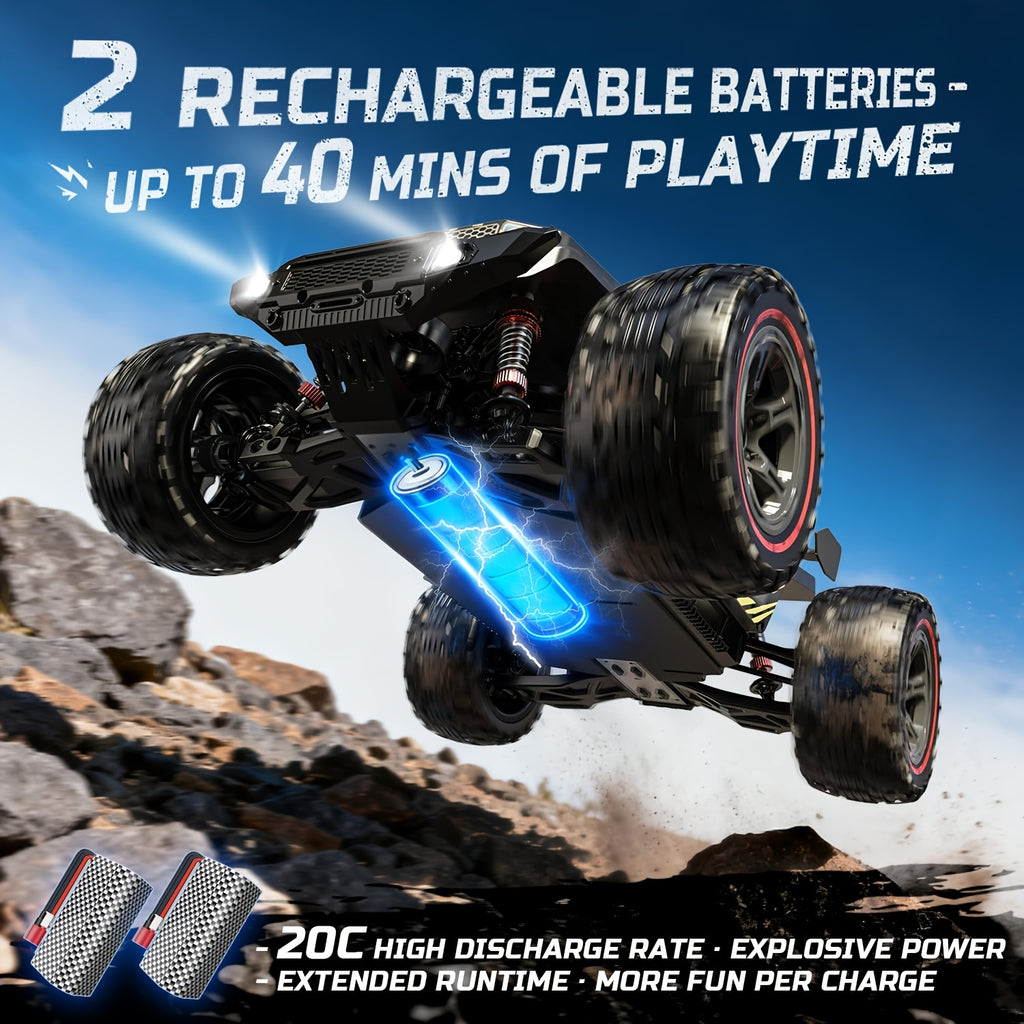 DEERC 1:10 Fast Brushless RC Car for Adults, Max 65KM/H, High-Speed 4WD Off-Road Remote Control Truck with 2 X 3S Batteries And Extra Swing Arms. Non-Toy Product, Intended for Professional Users, Collectors