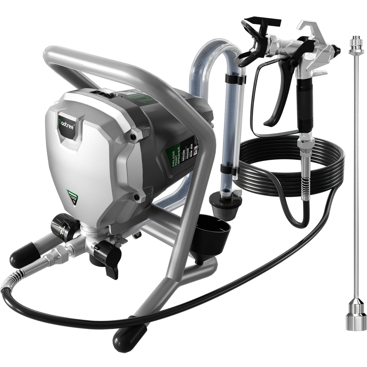 Airless Paint Sprayer with 3300PSI 1500W 0.39GPM, Highly Efficient Thinning-Free Minimal Overspray for Up to 10 Gallon DIY Painting Projects Home Interior & House Exterior