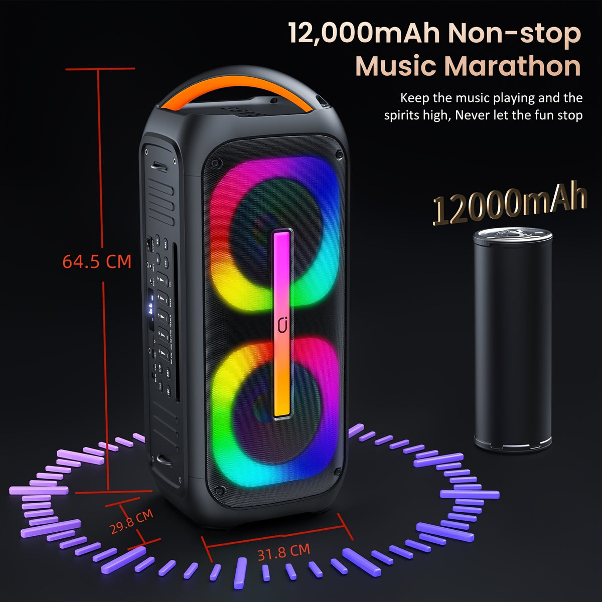 Large Karaoke Machine, Karaoke Speaker with 2 Wireless Microphones, Portable Speaker with Beat Light Show, Singing Machine Karaoke Home Speaker System with MIC Reverb, AUX Input, T11-T