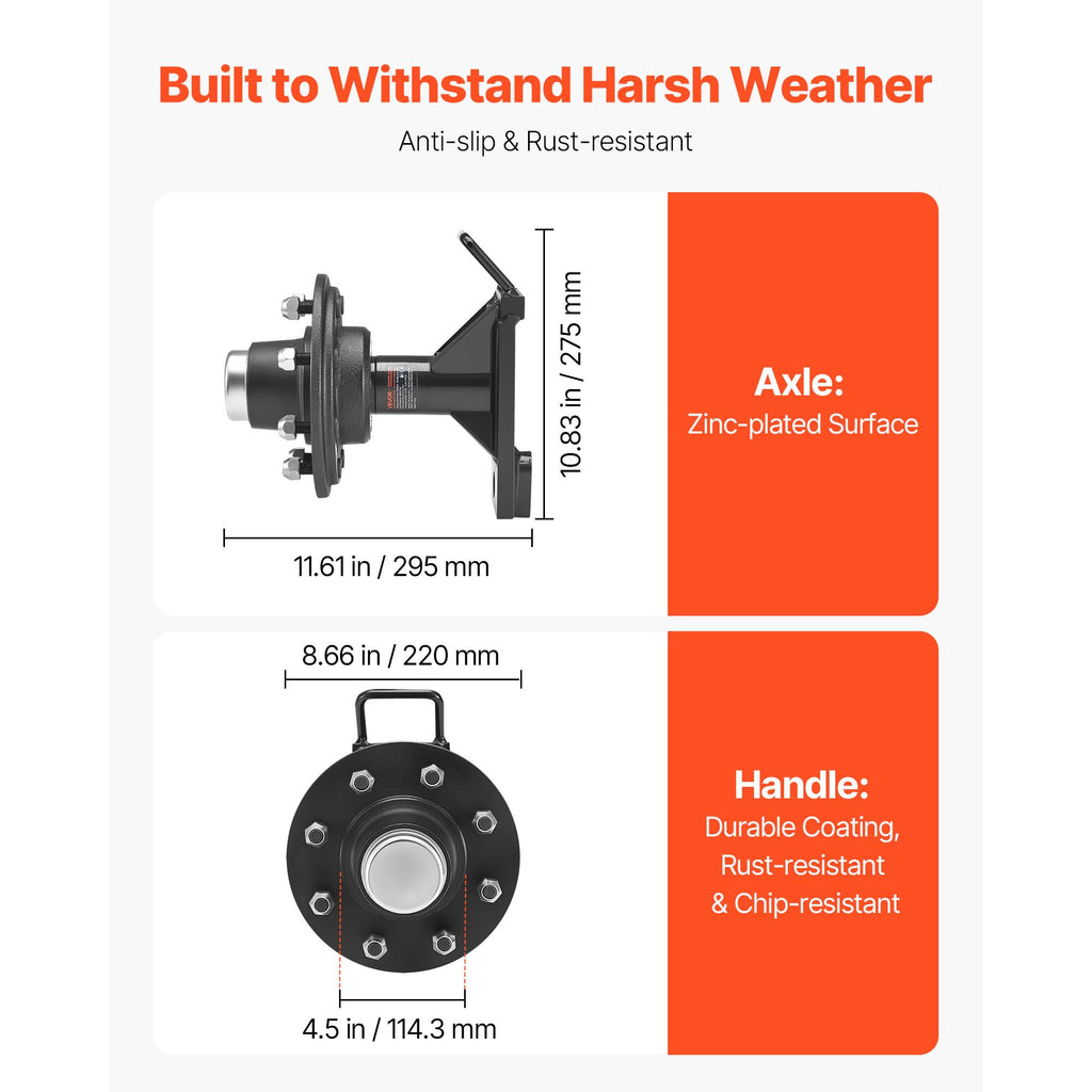 VEVOR Shipping Container Wheels 6-Lug / 8-Lug Wheels Kit, Heavy Duty Shipping Container Axle with Ratchet Tie Down-Moves 20 ft - 40 ft, Secure Transport for Dock, Warehouse, Construction Site, Black
