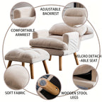 Home Furniture, Modern Style Single Sofa Chair with Ottoman, Adjustable Backrest And Side Pockets, Suitable for Living Room And Bedroom