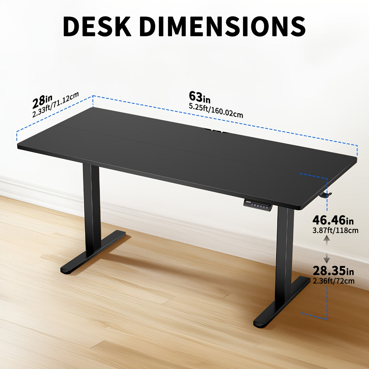 UP TO 40% OFF 63/55/48 Inch Adjustable Height Electric Lift Desk, Ergonomically Designed Office Desk, Gaming Desk, Suitable For Home Offices, Cafes, Restaurants, Electric Standing Table, Easter Gift