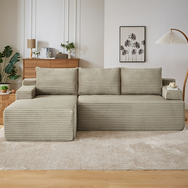 96.1"Cloud Sectional Boneless Couches For Living Room, Modular L Shaped Couch With Deep Seat Oversized Right Facing Chaise, Memory Foam Compressed Spineless 3 Seater Sofa For Apartment, Black | No Assembly Required, Deep Seat, Cat-Claw Resistant