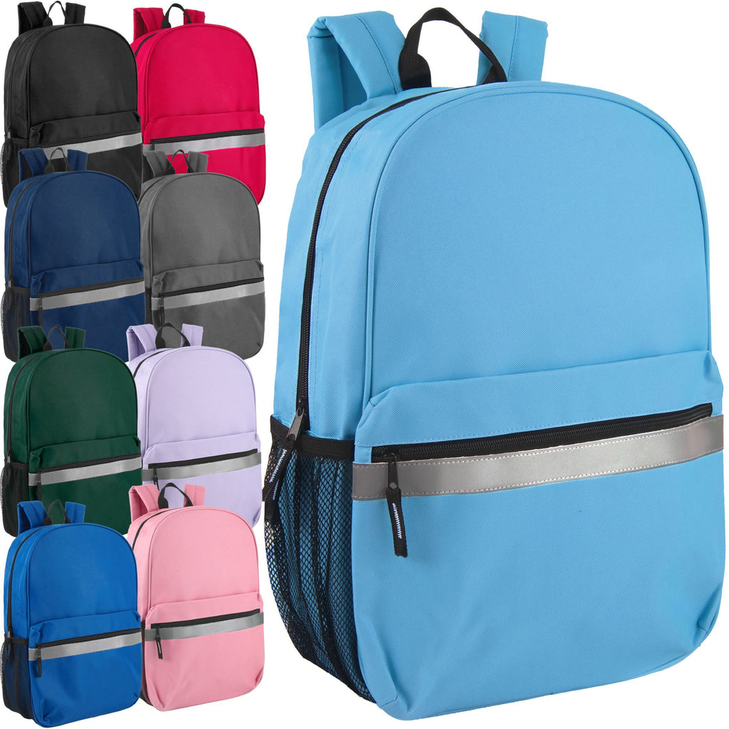 Trailmaker (24 Pack) 17" Backpack – Reflective School Backpack with Padded Straps, Water Bottle Pockets for Kids & Adults, School Travel Camp