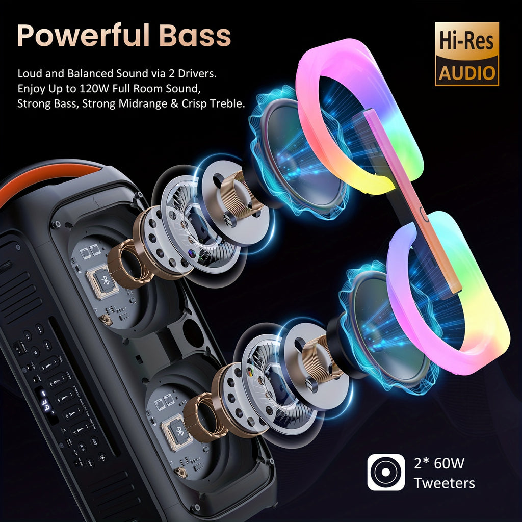 Large Karaoke Machine, Karaoke Speaker with 2 Wireless Microphones, Portable Speaker with Beat Light Show, Singing Machine Karaoke Home Speaker System with MIC Reverb, AUX Input, T11-T