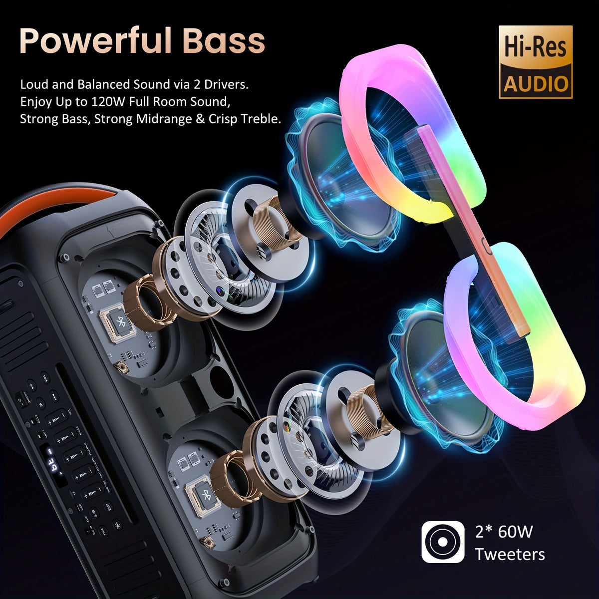 Large Karaoke Machine, Karaoke Speaker with 2 Wireless Microphones, Portable Speaker with Beat Light Show, Singing Machine Karaoke Home Speaker System with MIC Reverb, AUX Input, T11-T